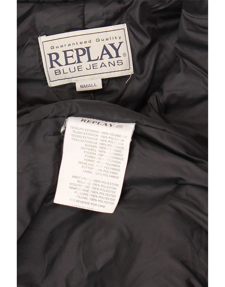REPLAY Manteau matelassé coupe ample pour femme UK 10 Small Noir Polyester