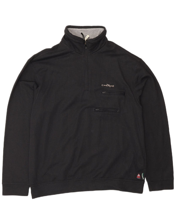 Chervo Sweat-shirt col zippé pour homme IT 58 3XL Noir Polyamide