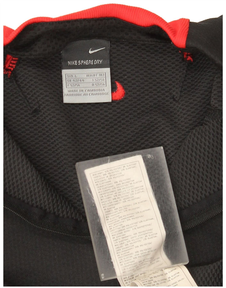 Nike Haut à col zippé à manches longues pour homme UK 42/44 Large Noir Polyester