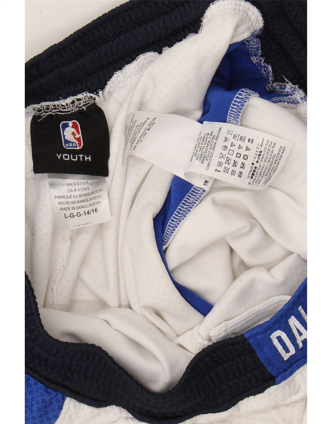 NBA Garçons Dallas Mavericks Short de Sport 14-15 Ans Grand Blanc Colorblock