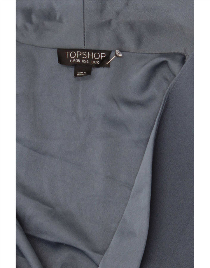 Topshop Veste Blazer Double Boutonnage Femme UK 10 Petit Bleu Polyester