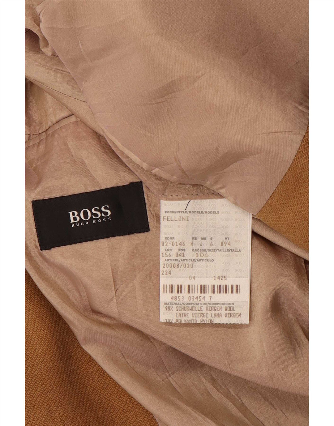 Hugo Boss Veste blazer à 3 boutons pour homme UK 42 XL Laine beige