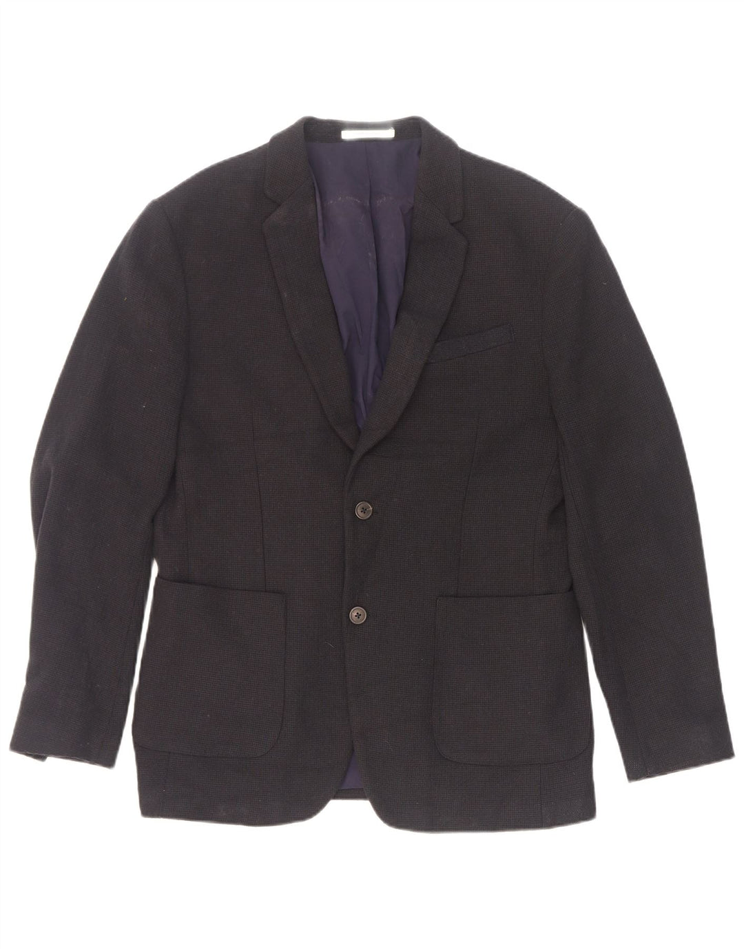 Zara Veste Blazer 2 Boutons Homme EU 52 Large Bleu Marine Polyester