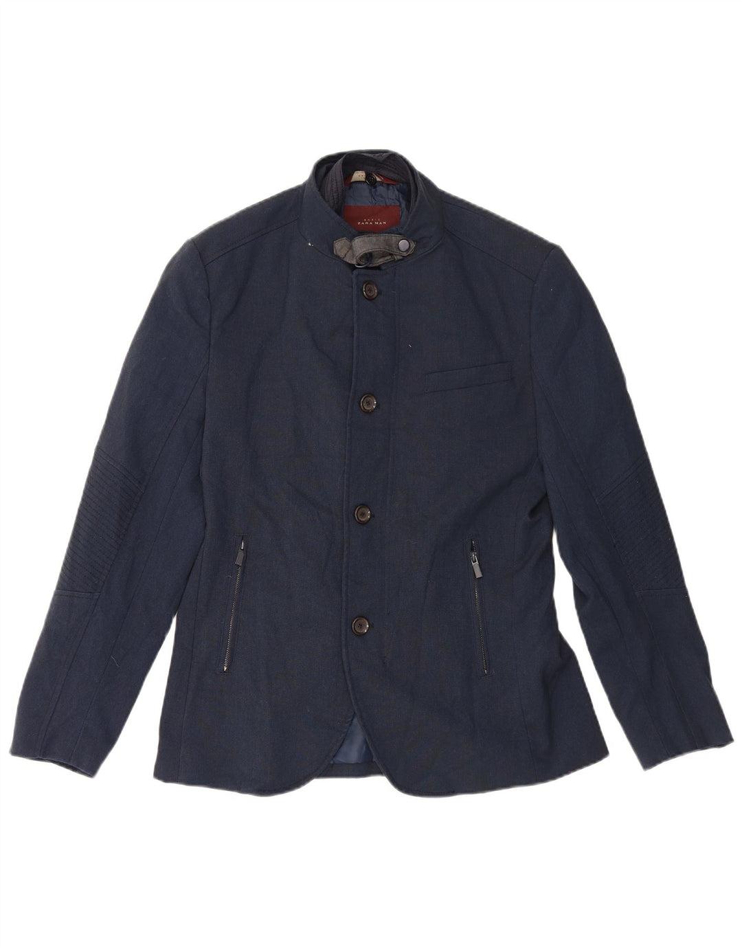 Zara Veste Blazer 4 Boutons Homme UK 40 Large Bleu Marine Polyester
