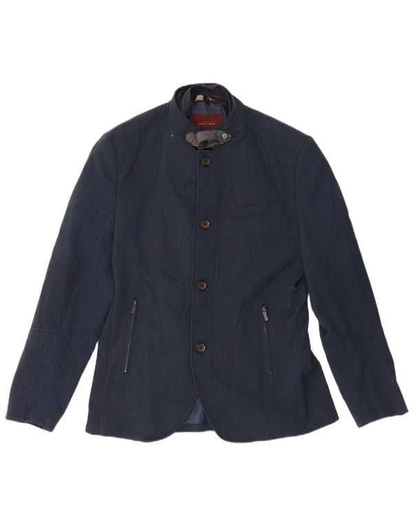 Zara Veste Blazer 4 Boutons Homme UK 40 Large Bleu Marine Polyester