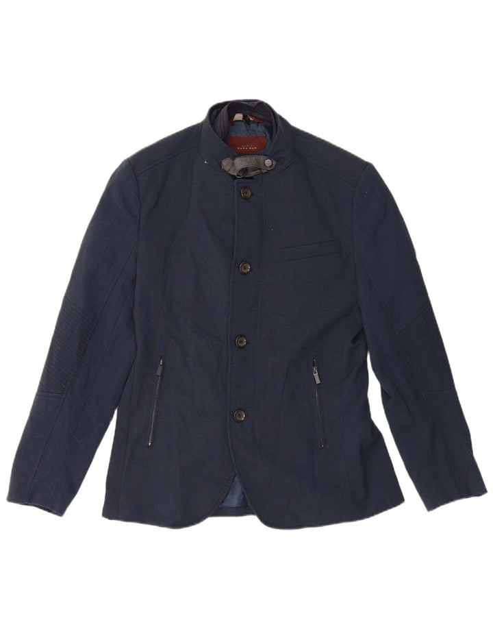 Zara Veste Blazer 4 Boutons Homme UK 40 Large Bleu Marine Polyester