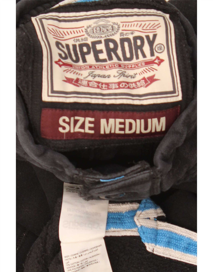 Superdry Sweat-Shirt Graphique à Col Boutonné Homme Noir Moyen Coton