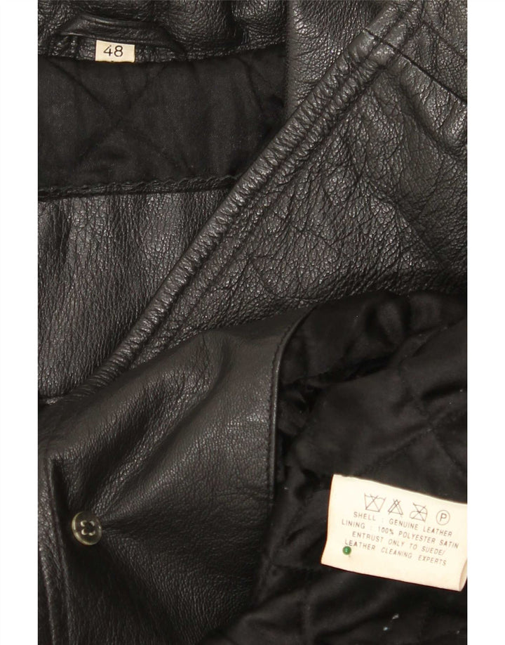 Manteau en cuir femme vintage IT 48 XL Noir