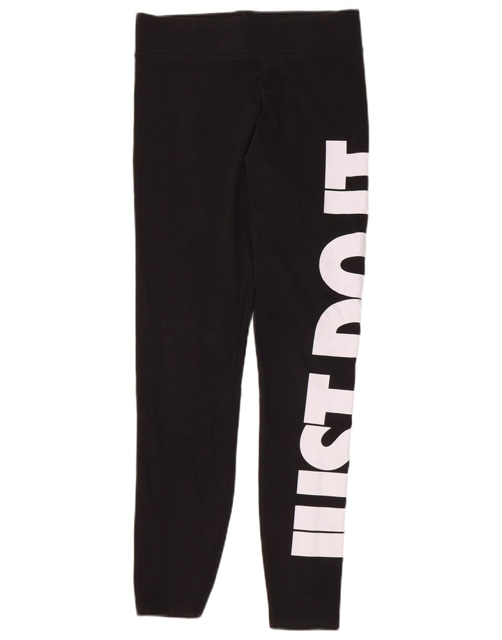 NIKE Leggings graphiques pour femmes UK 12 coton noir moyen