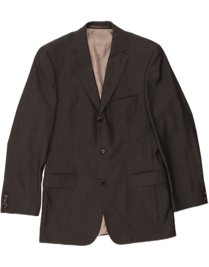 HUGO BOSS Veste blazer à 3 boutons pour homme EU 48 Gris moyen en laine à fines rayures