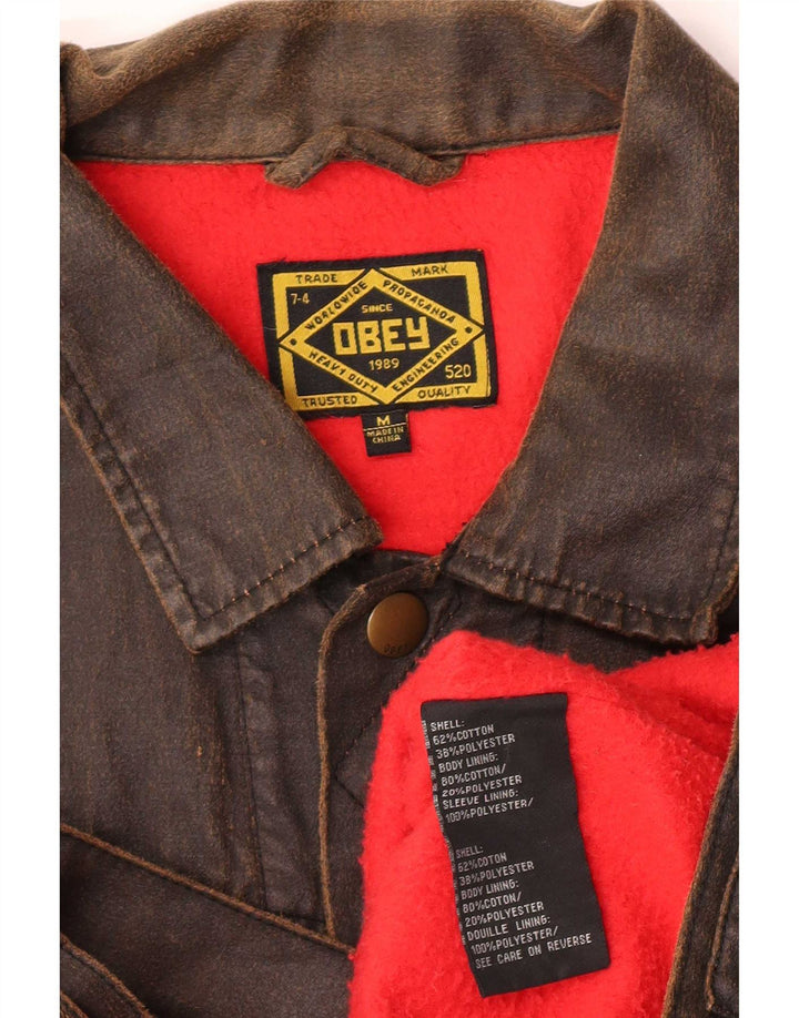 Obey Veste en coton ciré pour femme UK 14 Coton marron moyen