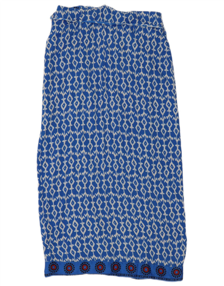 Zara Femme Jupe Portefeuille Petite W26 Bleu Géométrique Viscose