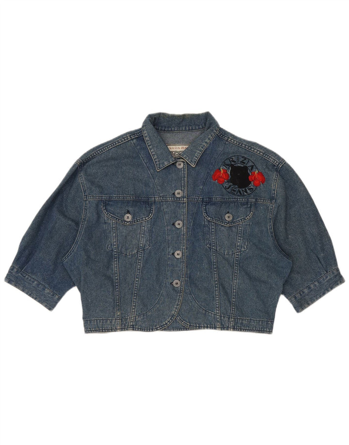 KRIZIA JEANS Veste en jean courte surdimensionnée pour femme IT 44 Bleu moyen fleuri