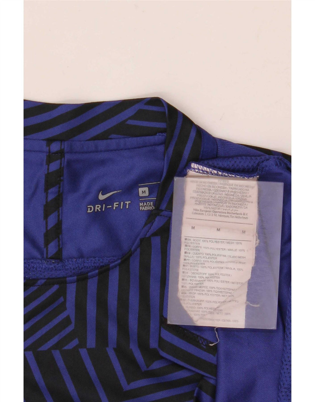 Nike Hommes Dri Fit T-Shirt Haut Bleu Marine Géométrique Polyester