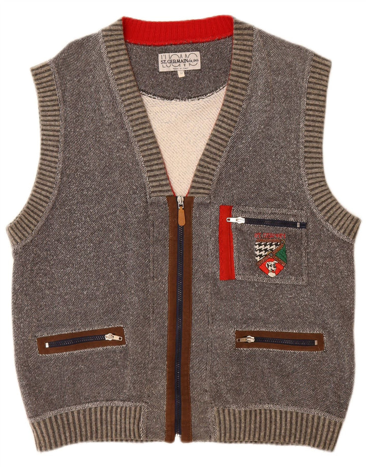 ST. GERMAIN Pull Cardigan Sans Manches Homme Gris Moyen