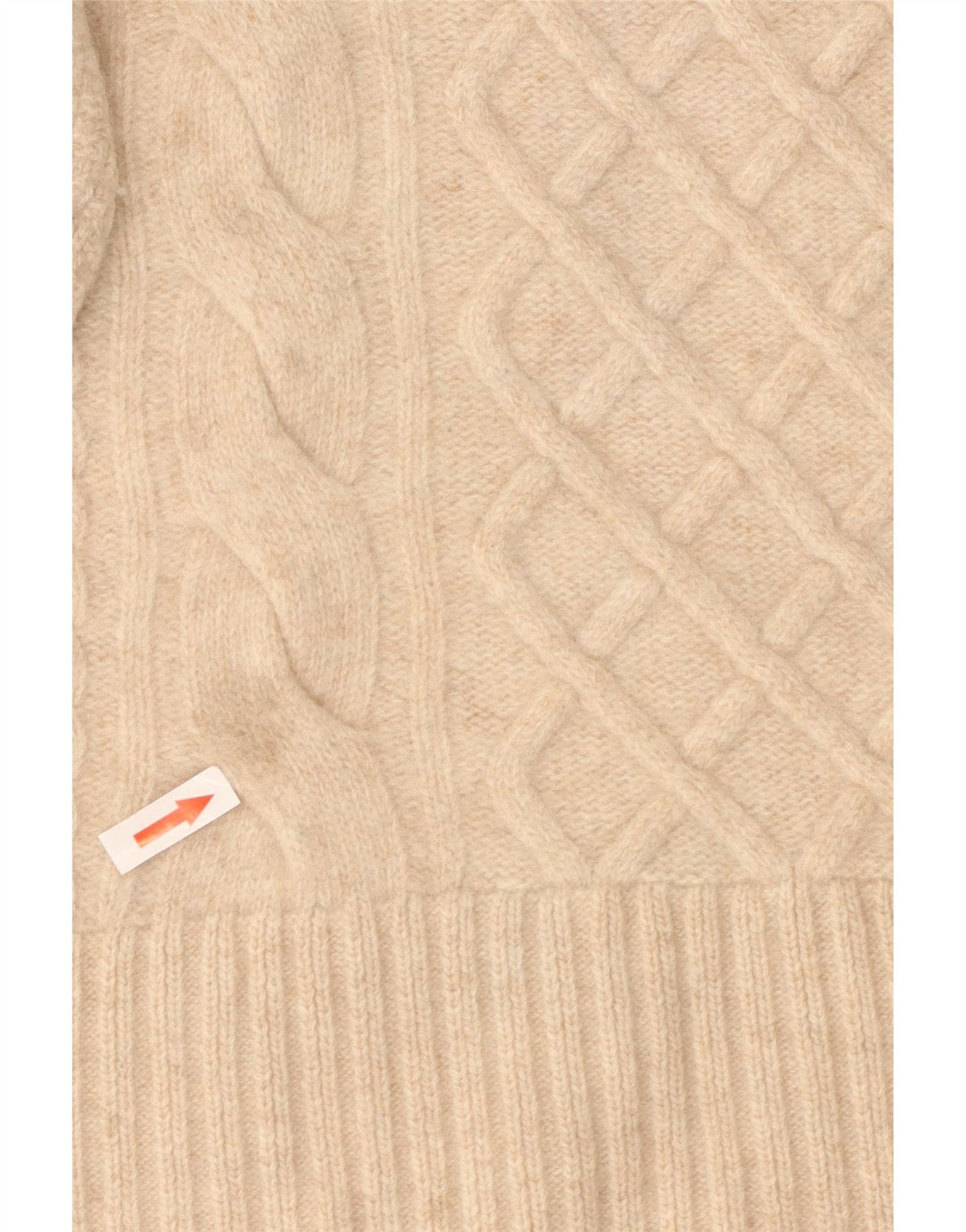 Barbour Pull à col rond pour femme UK 10 Petite laine beige