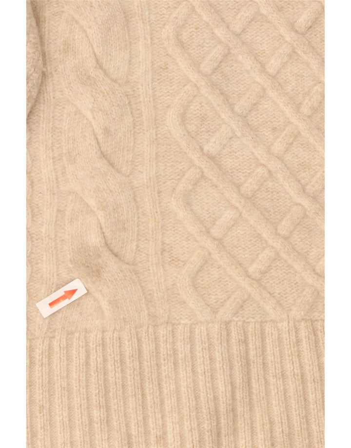 Barbour Pull à col rond pour femme UK 10 Petite laine beige