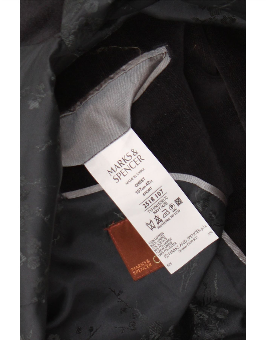 Marks & Spencer Veste blazer en velours côtelé à 2 boutons pour homme UK 42 XL Bleu marine