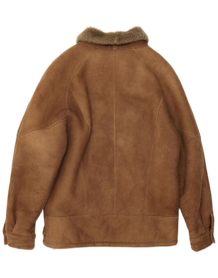 veste en peau de mouton homme vintage IT 50 Grande peau de mouton marron