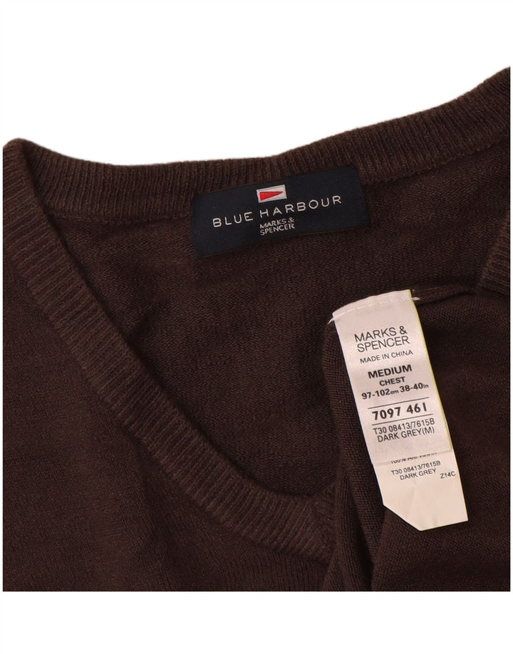 Marks & Spencer Pull Blue Harbor Col V Homme Gris Moyen Acrylique