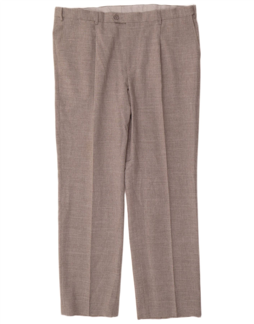 Marks & Spencer Pantalon de Costume Droit Homme W42 L33 Gris Polyester