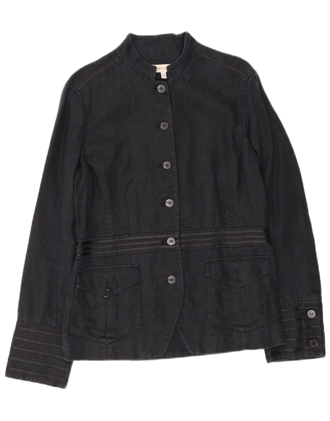 Laura Ashley Veste blazer militaire à 6 boutons pour femme UK 12 Bleu marine moyen