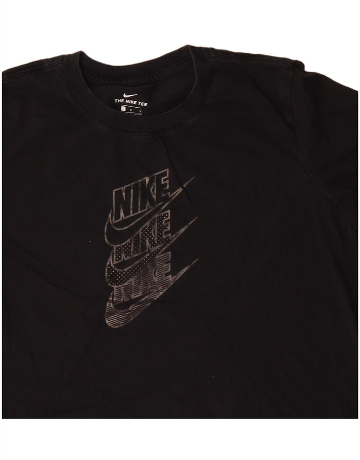 NIKE T-shirt graphique pour femme UK 14 Large Noir Coton