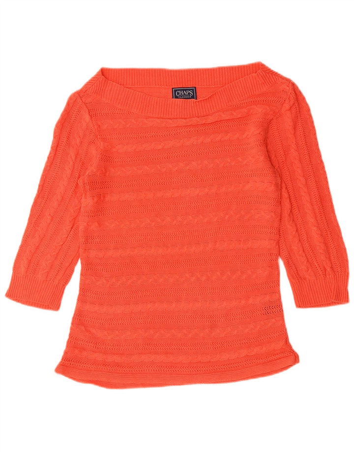 CHAPS Pull classique à col bateau pour femme - Orange moyen - UK 12