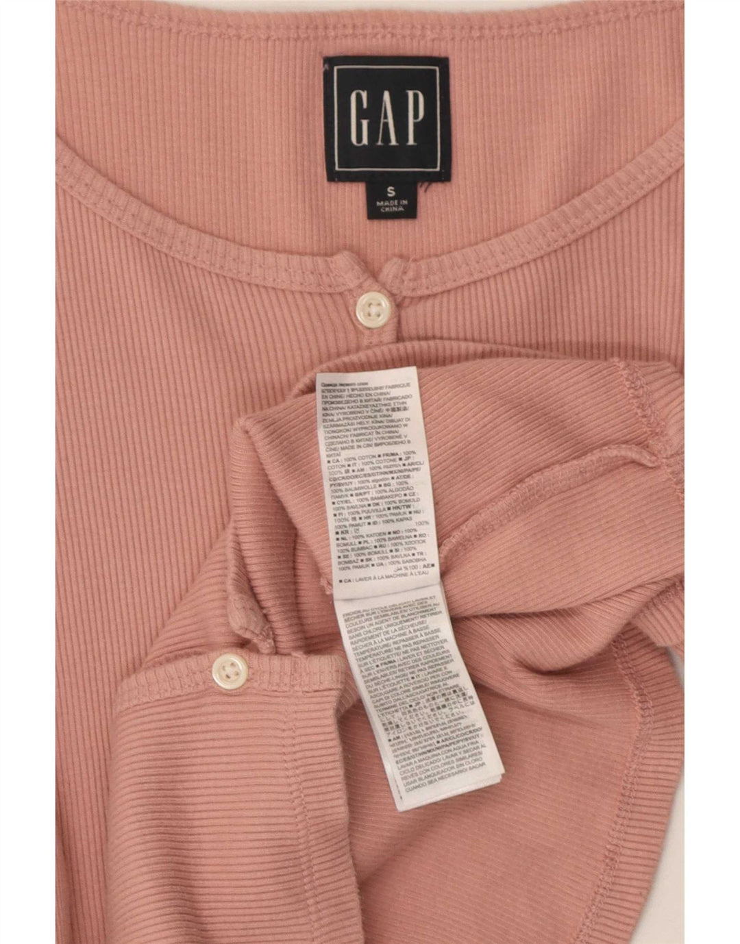 Gap Womens Crop Top Manches Longues UK 8 Petit Rose Coton