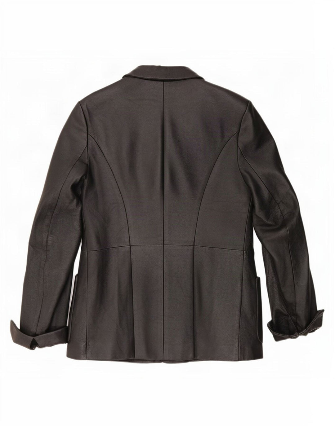 vintage Femme 3 Boutons Veste Blazer En Cuir IT 46 Grand Noir