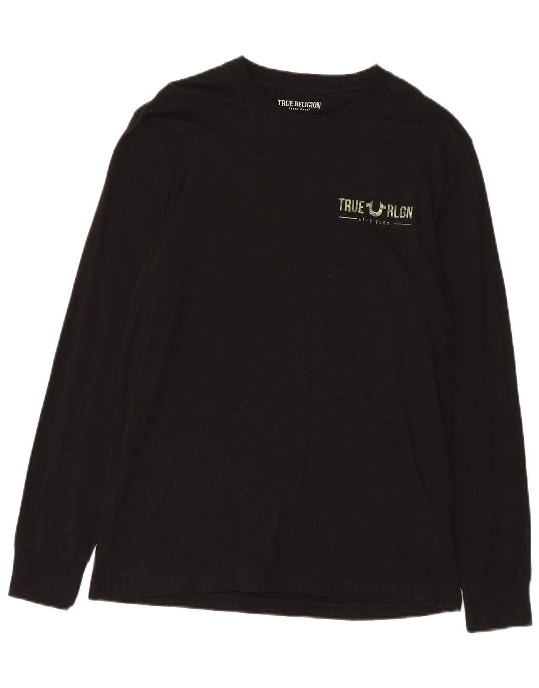 True Religion Haut graphique à manches longues pour homme Petit coton noir
