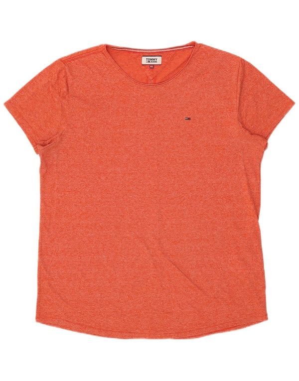 Tommy Hilfiger T-Shirt Homme Top 2XL Coton Moucheté Orange