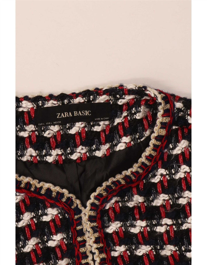 Zara Veste Blazer Femme UK 16 Grand Carreau Multicolore