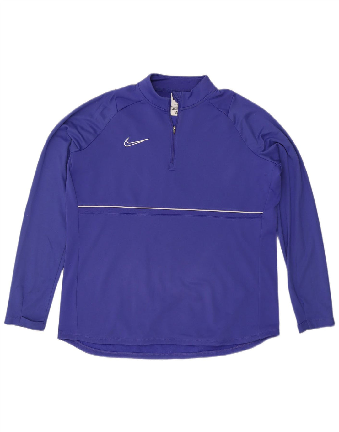 NIKE Hommes Dri Fit Zip Neck Pull Survêtement Top XL Bleu Polyester