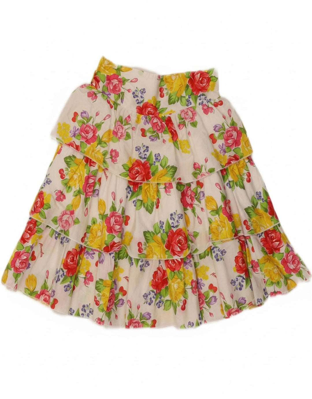 MONNALISA Womens Tiered Skirt UK 10 Small W26  White Floral Cotton Vintage Monnalisa and Second-Hand Monnalisa from Messina Hembry 