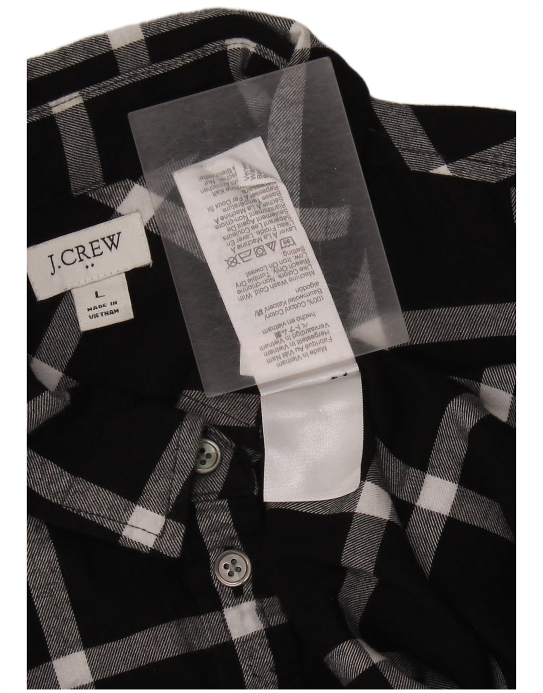 J. CREW Chemise en flanelle pour femme UK 16 Grand coton à carreaux noirs