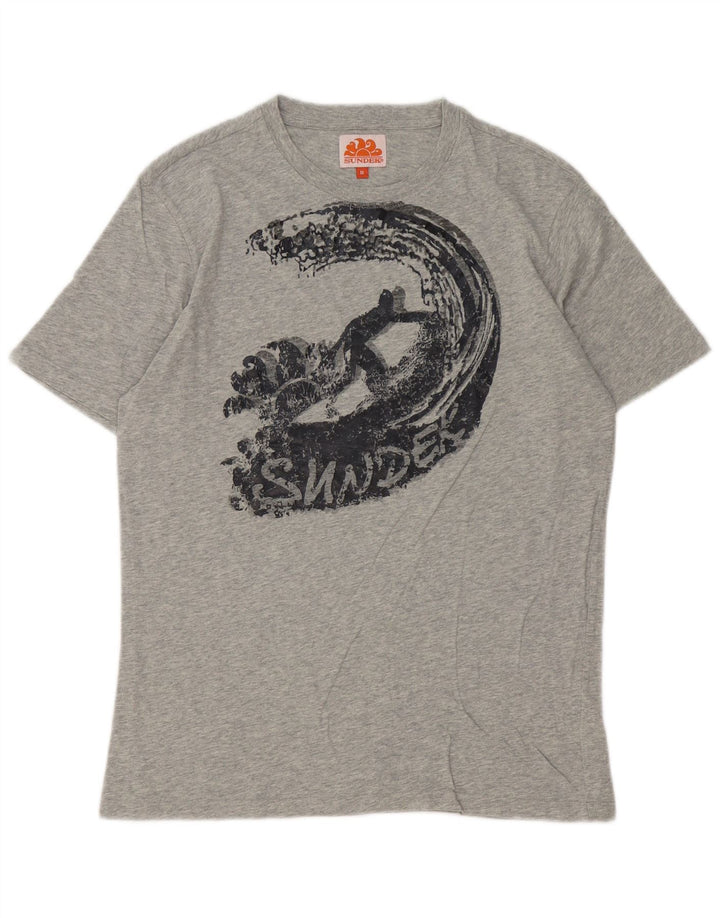Sundek T-Shirt Graphique Homme Gris Moyen Moucheté Coton