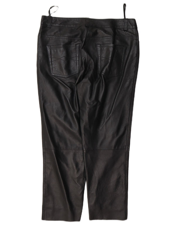 Heine Pantalon court en cuir pour femme UK 14 Large W32 L25 Cuir noir