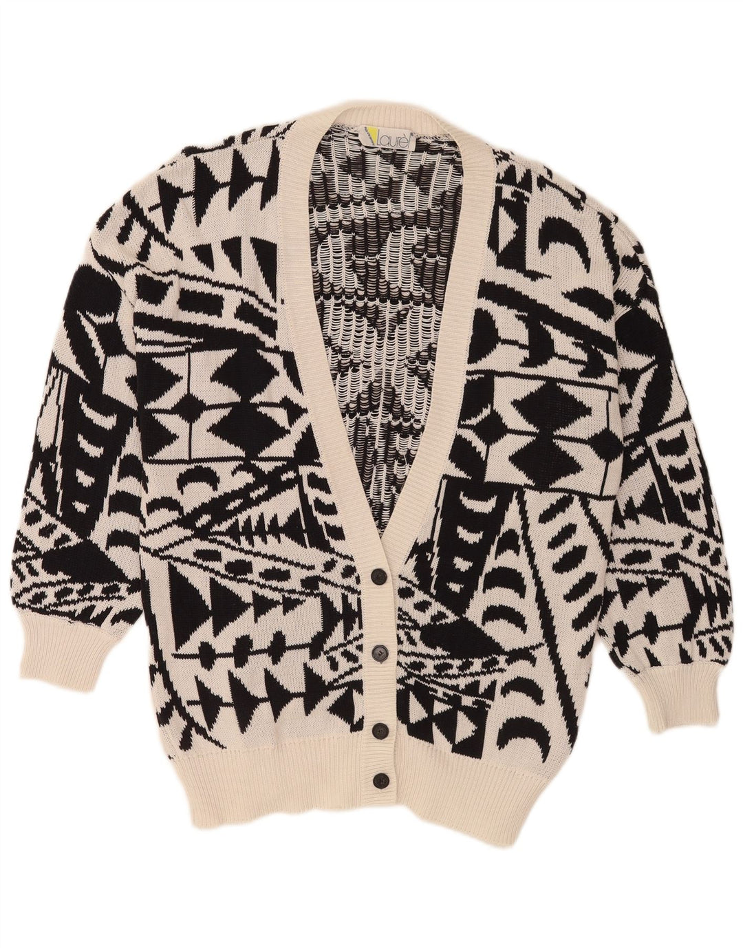 Laurel Cardigan long pour femme IT 42 Noir moyen géométrique rétro