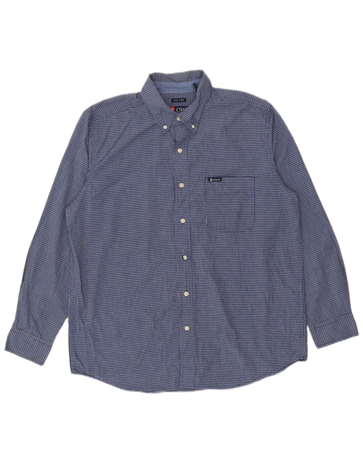 Chaps Chemise Homme Facile d'entretien Grand Carreau Bleu Coton