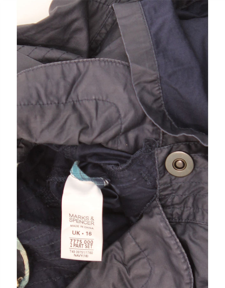 Marks & Spencer Veste utilitaire à capuche pour femme UK 16 Large Bleu marine Coton