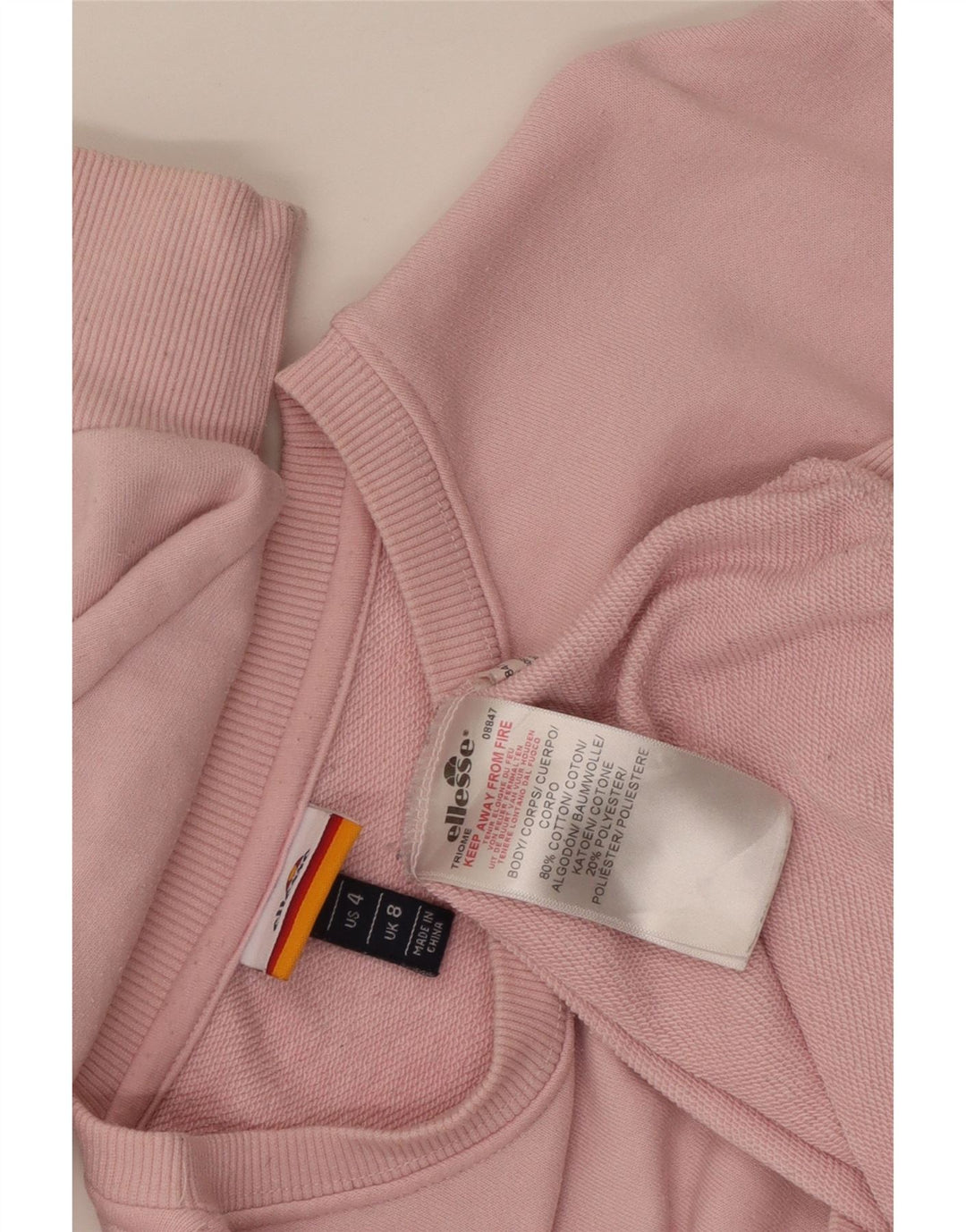 Ellesse Sweat-shirt surdimensionné graphique pour femme UK 8 petit coton rose