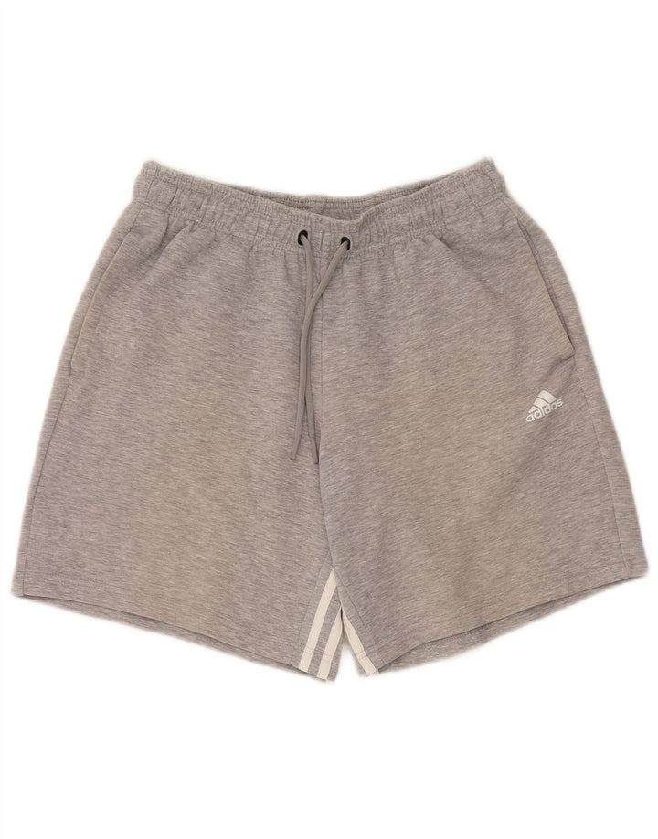 Adidas Short de Sport Homme Gris Moyen Coton