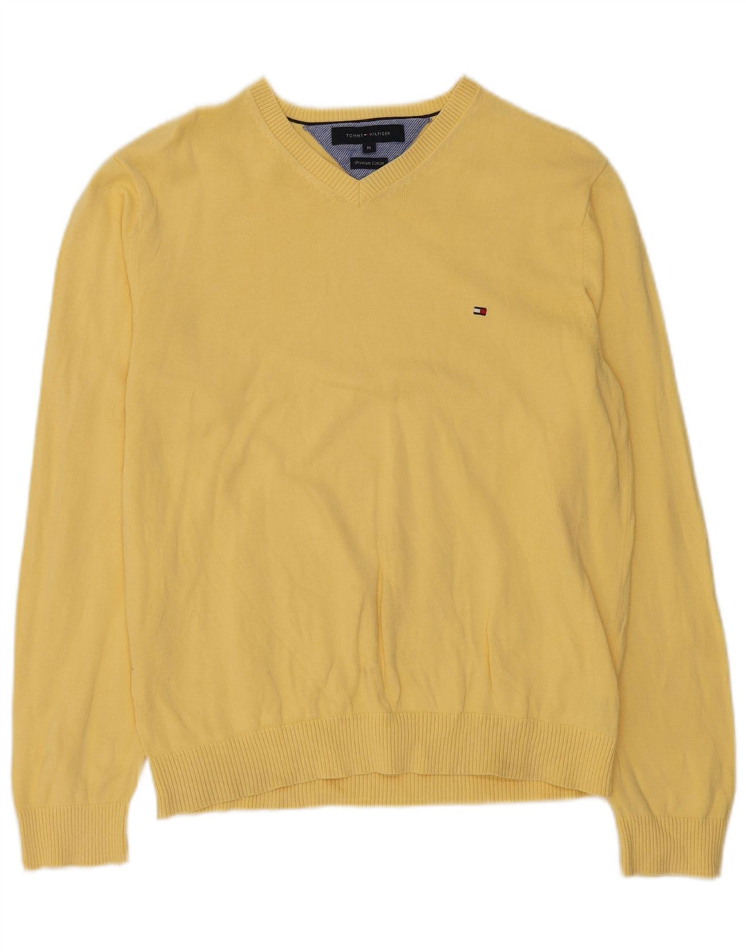 Tommy Hilfiger Pull Col V Homme Jaune Moyen Coton