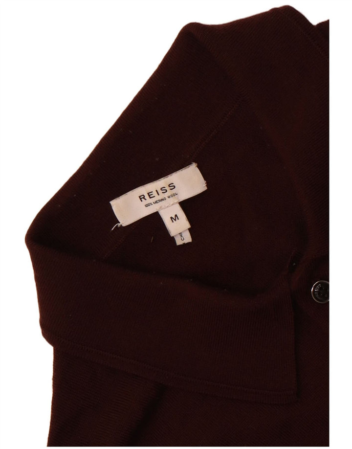Reiss Pull à col polo pour homme en laine mérinos marron moyen