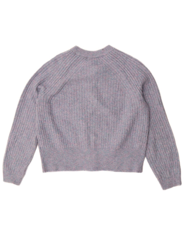 Marks & Spencer Pull cardigan court pour femme UK 14 Bleu moyen moucheté