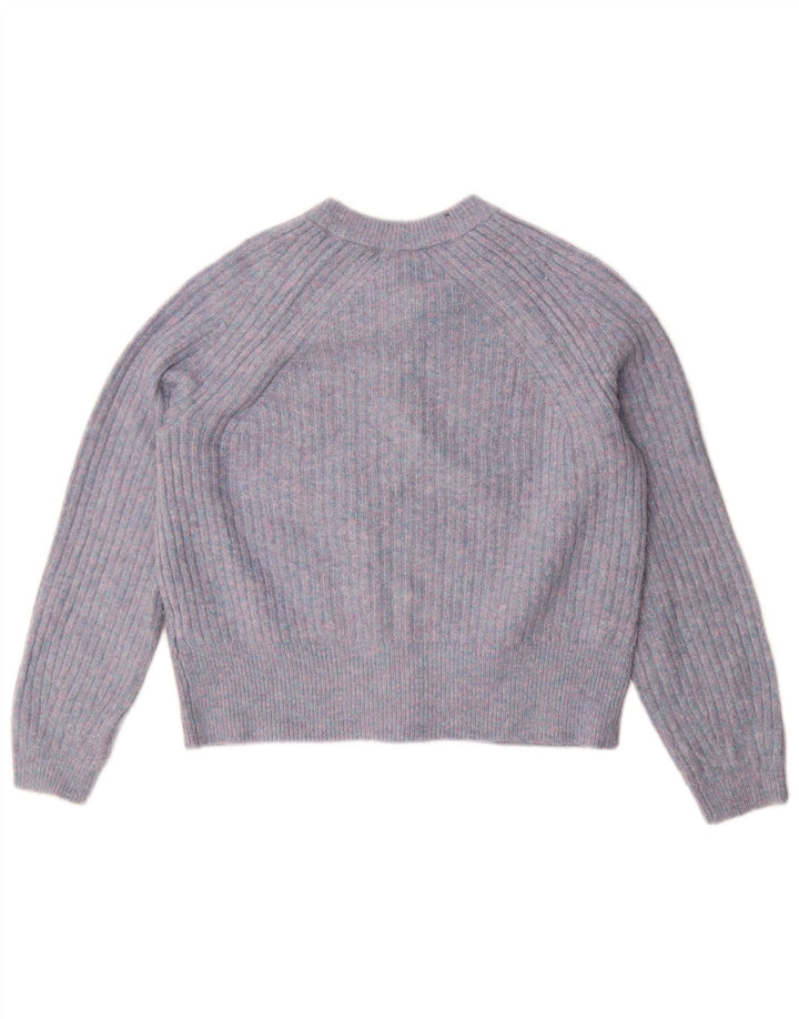 Marks & Spencer Pull cardigan court pour femme UK 14 Bleu moyen moucheté