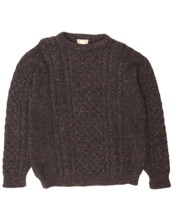 L.L.Bean Mens Boat Neck Jumper Sweater Large Grey Flecked Wool