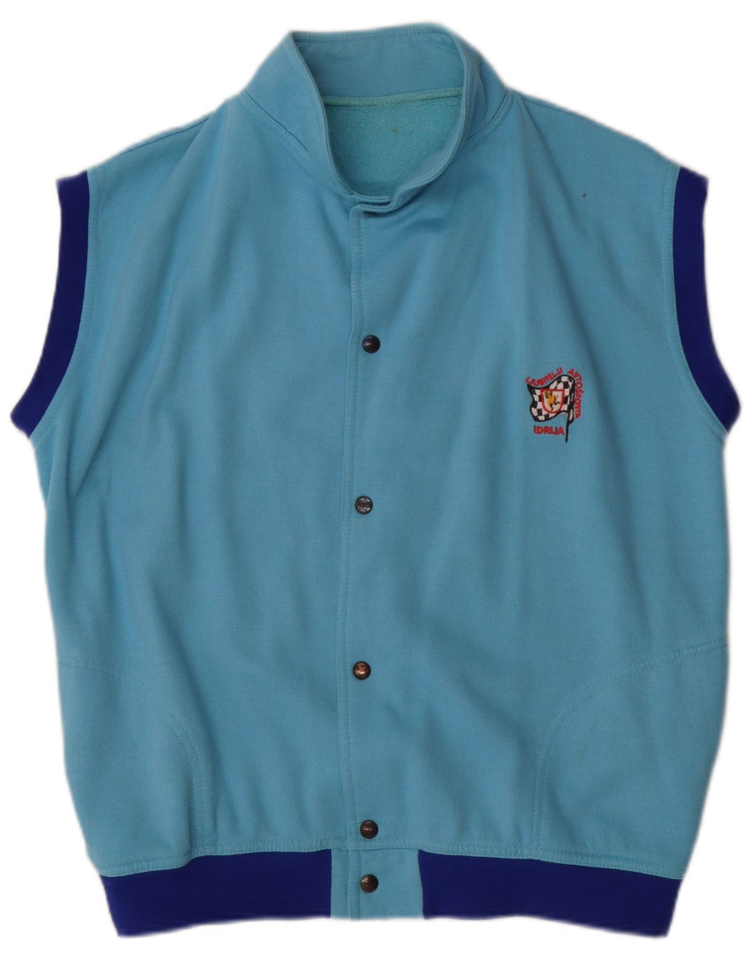 vintage Mens Sans Manches Survêtement Top Veste Grand Bleu Colorblock