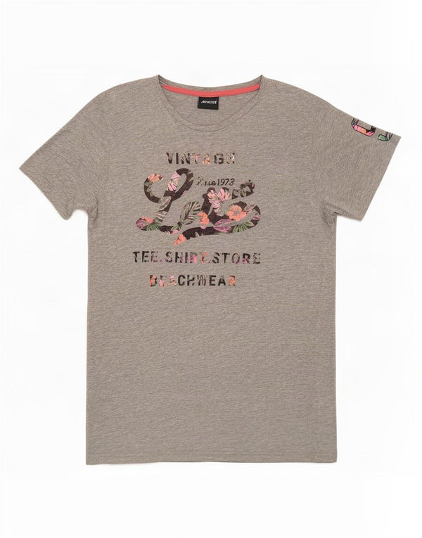 Lotto T-shirt graphique pour femme UK 14 Gris moyen Coton
